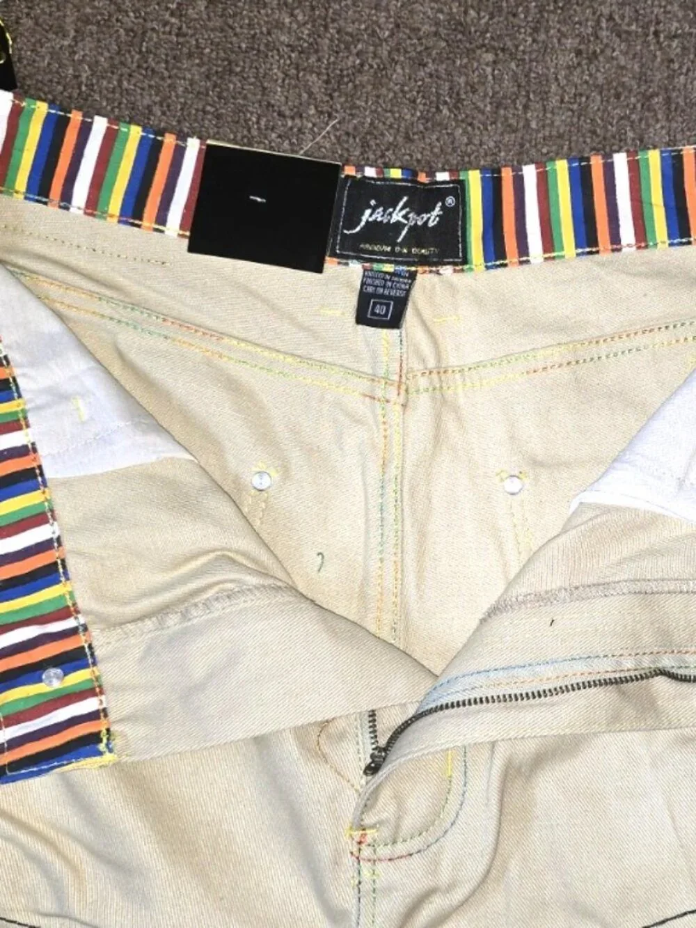 Vintage OX Jackpot Beige Denim Size 40 Shorts Grunge Skater Y2K Street Urban NEW